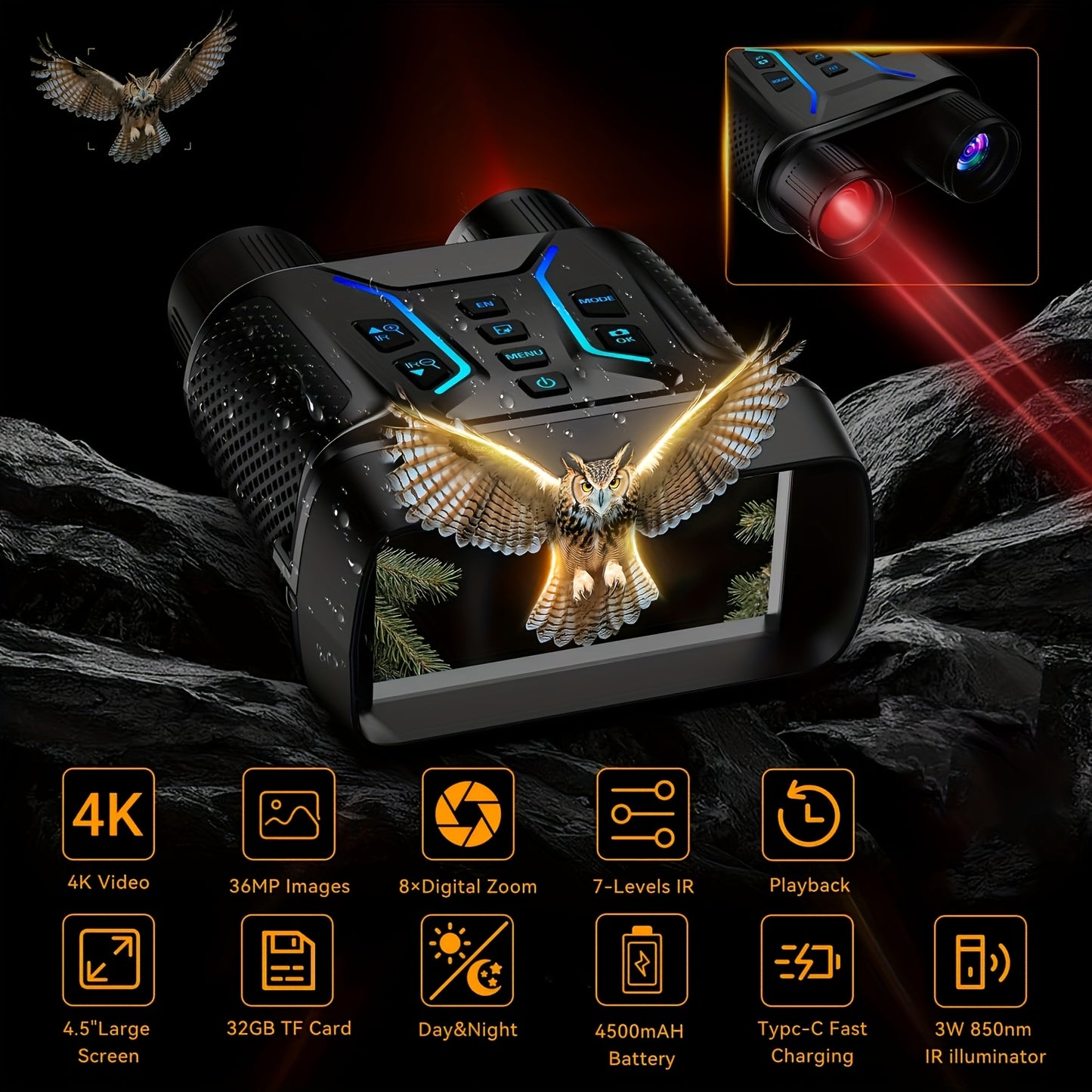 4K Night Vision Binoculars With 8X Zoom And 32GB Card