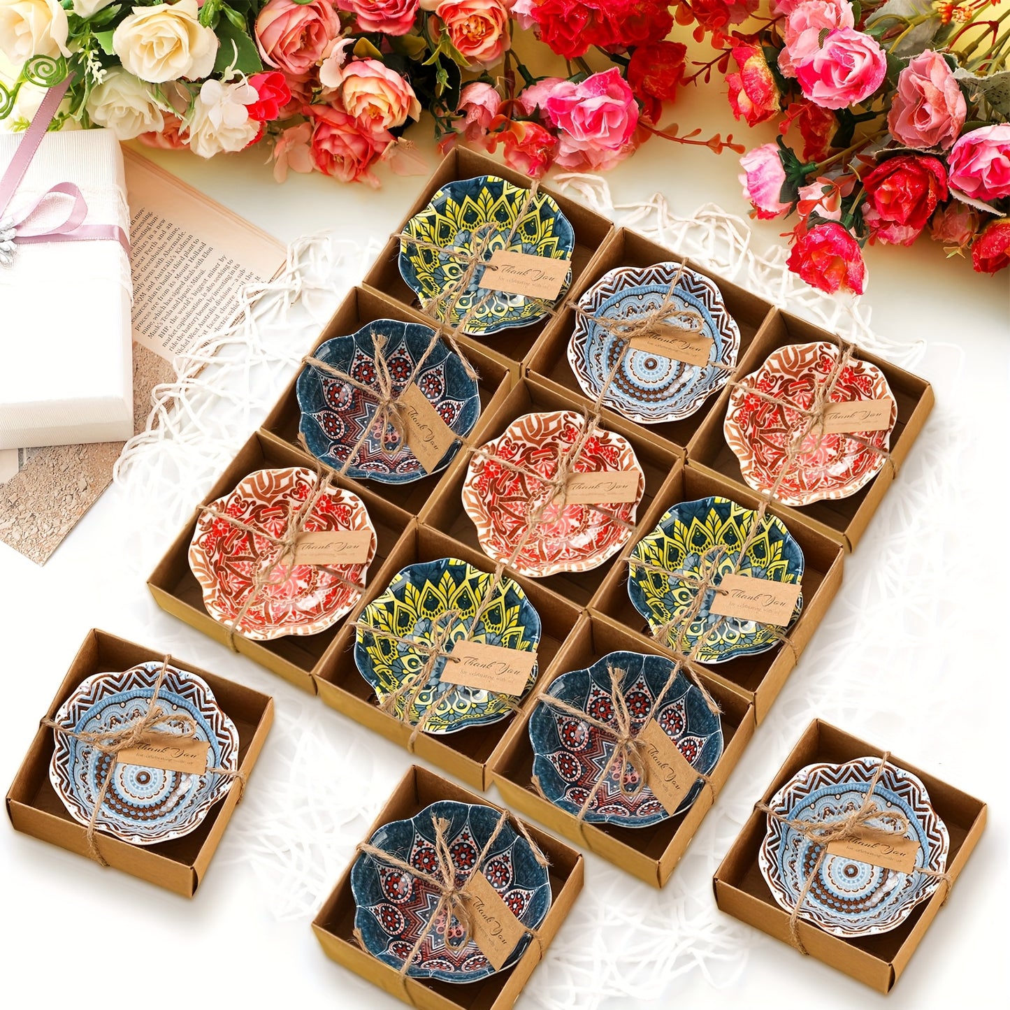 12 Pcs 3.3 Inch Ceramic Bowls For Wedding Boho Dipping Bowls