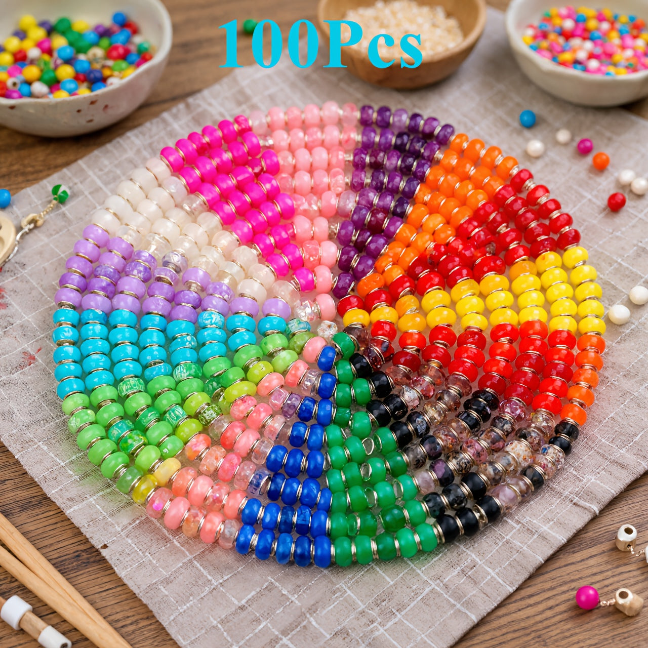 Transparent Glass Beads 12mm Rondelle 5mm Hole Jewelry Kit