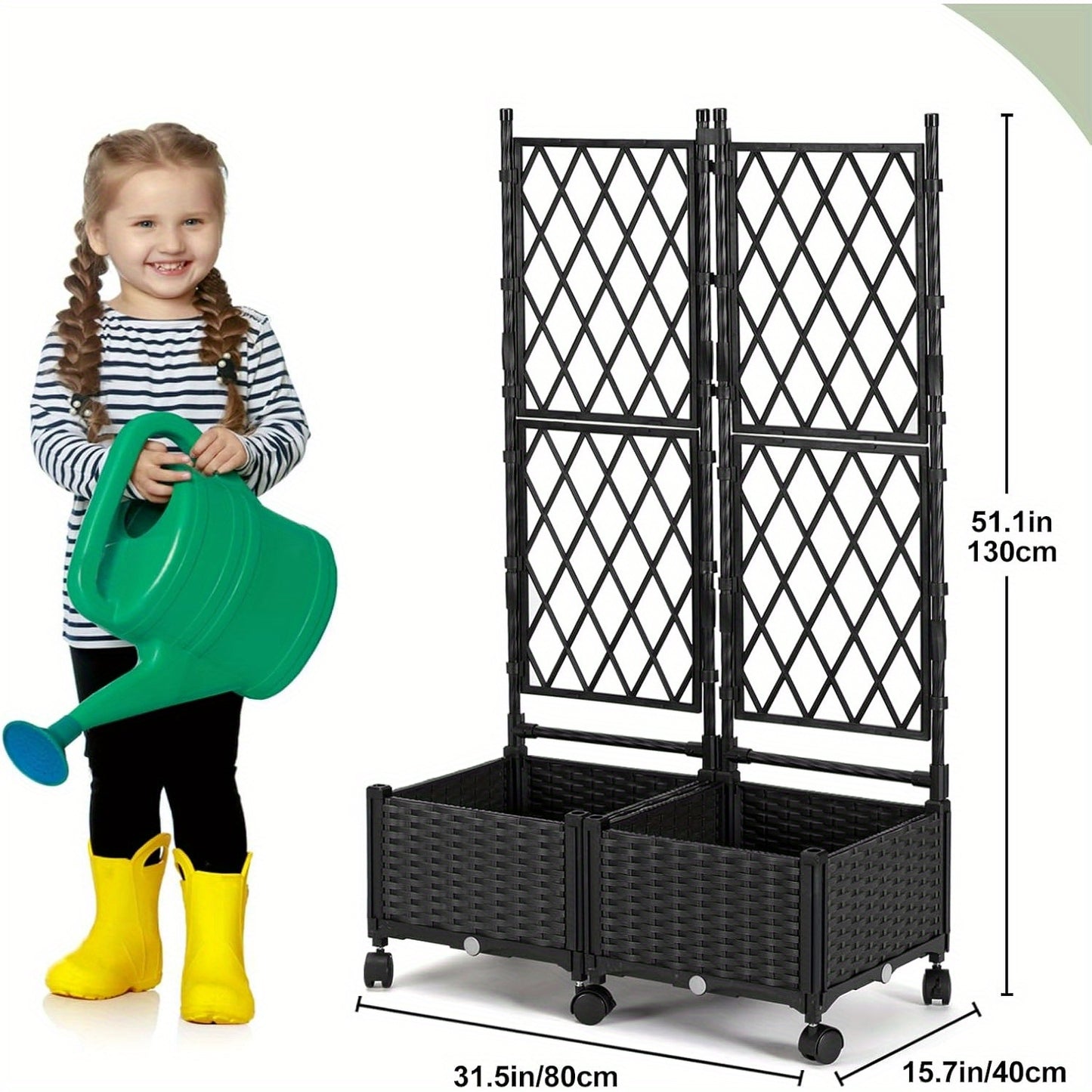 Garden Trellis And Raised Planter Box For Patio Black
