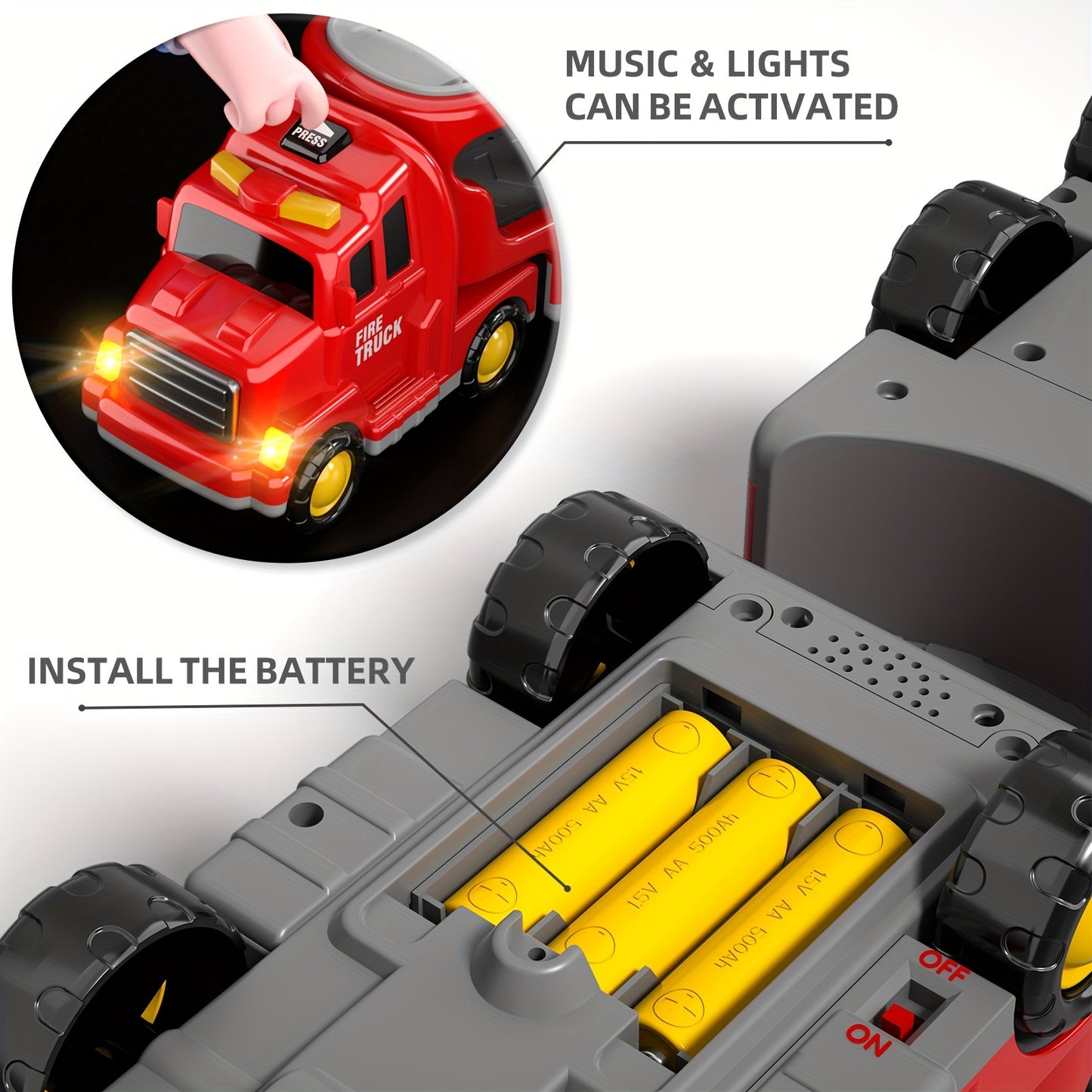 Fire Truck Toys For 3-5 Year Old Boys With Lights And Sounds