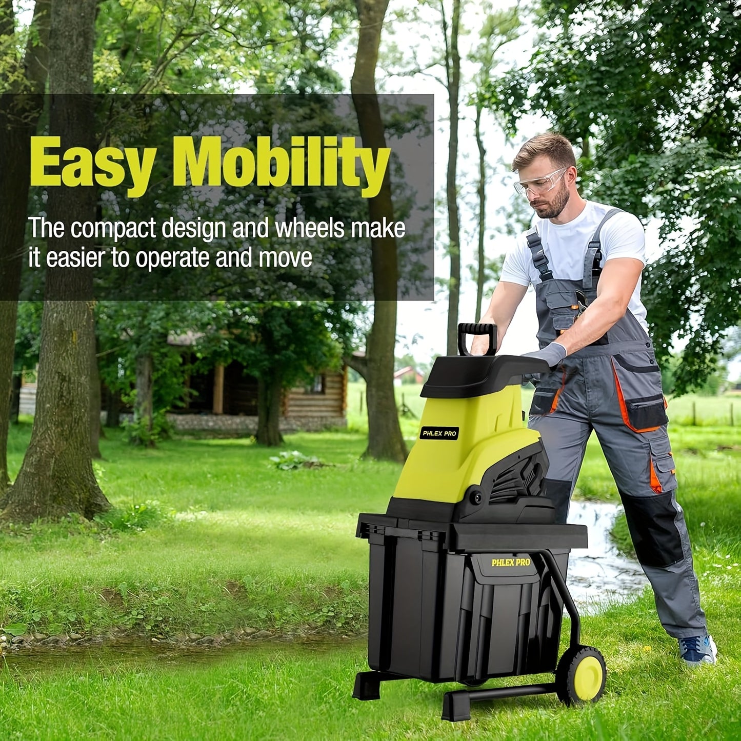 Electric Wood Chipper Shredder With 15-Amp Motor And Bin