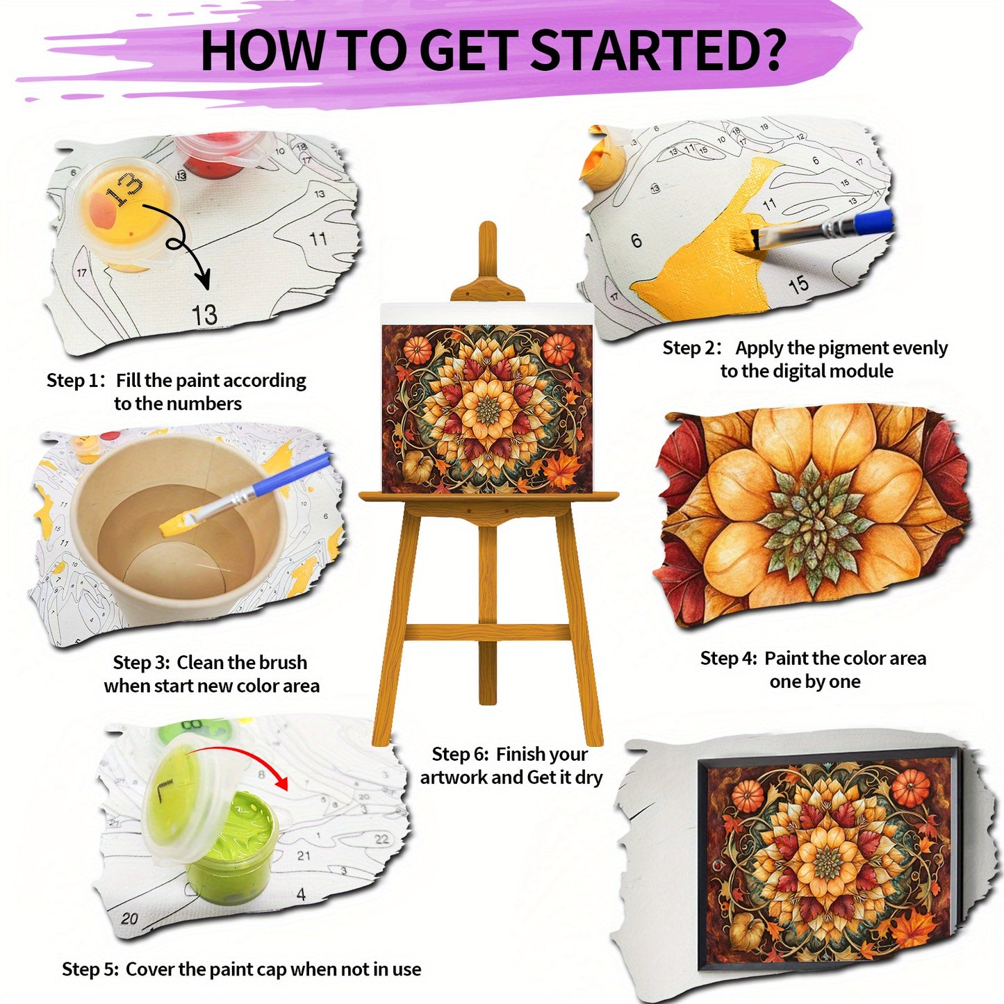 Paint By Number Kit For Adults Flower 50x40cm Easy DIY Art
