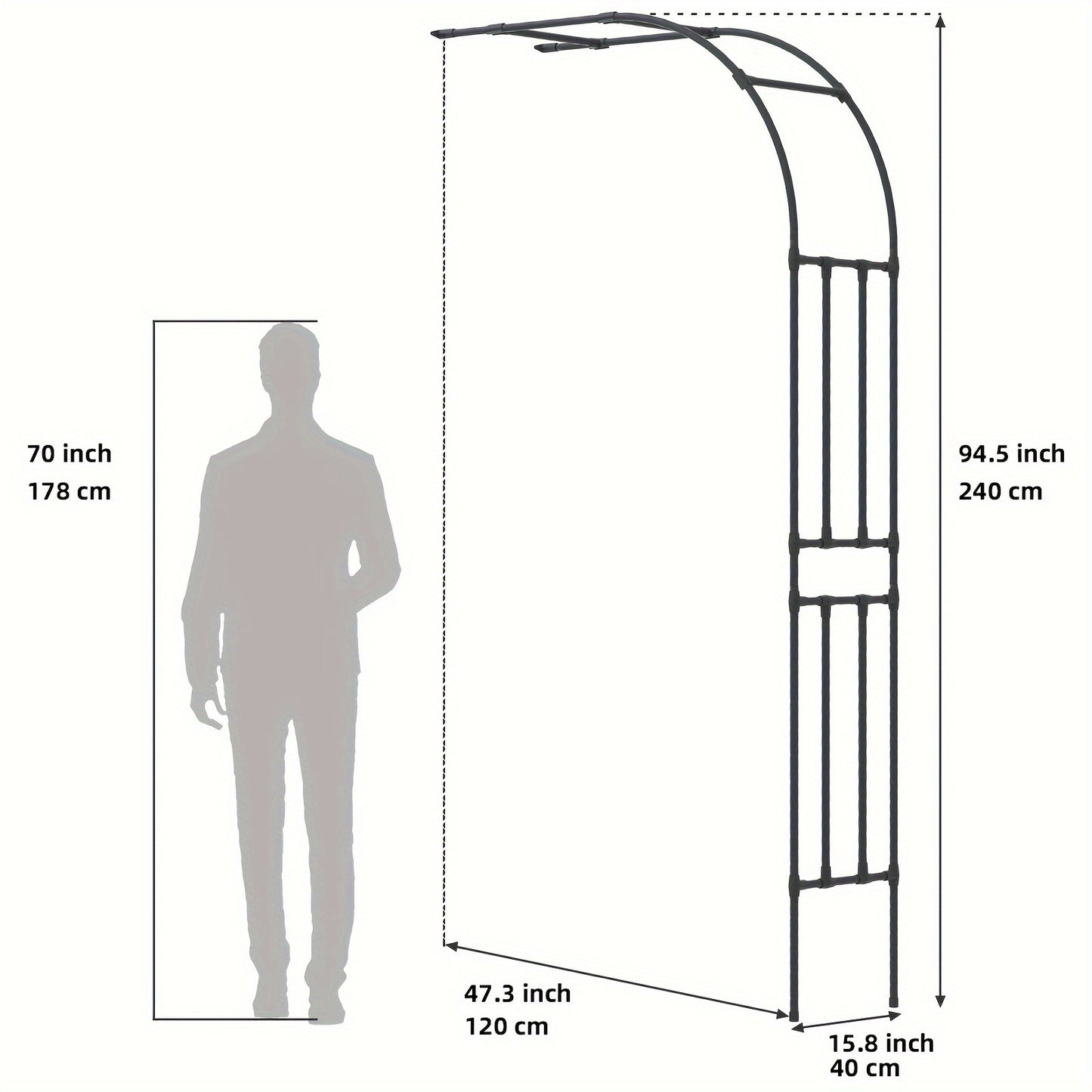 Black Metal Garden Arch Trellis For Climbing Plants Outdoor