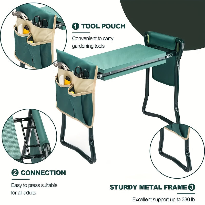 Foldable Garden Kneeling Chair With Tool Bags And Storage