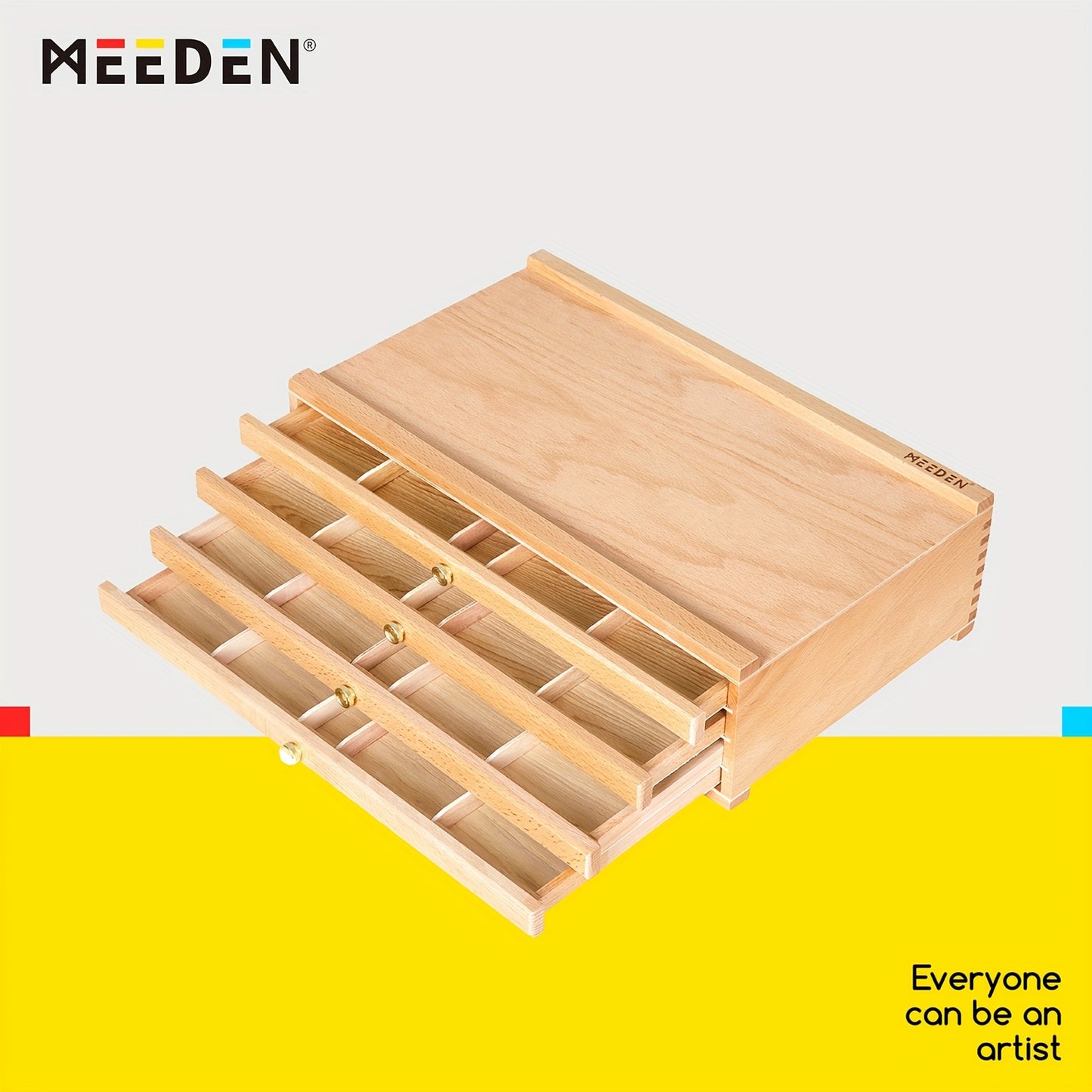 Meeden Wooden Artist Supply Box With Drawers For Tools