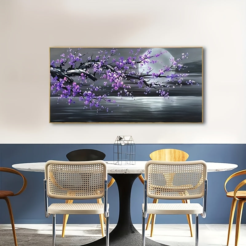 5D Diamond Art Painting Purple Plum Blossom Tree 15.7x31.5In