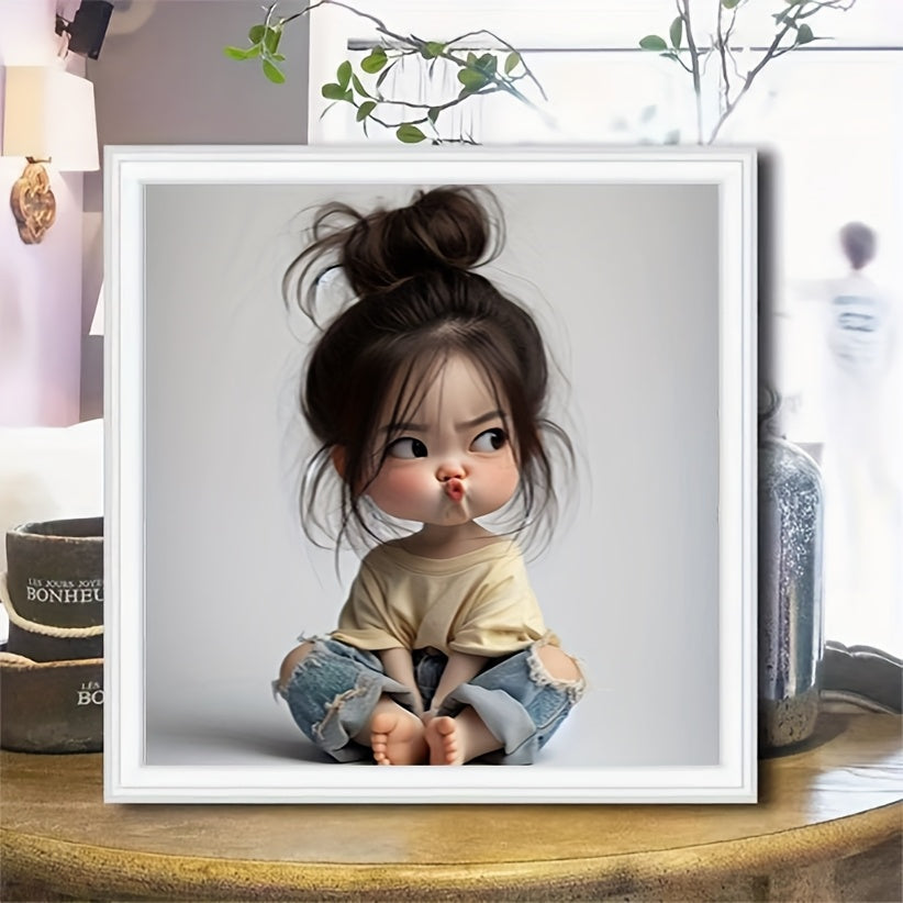 Pouting Girl Diamond Painting Kit Frameless Wall Decor