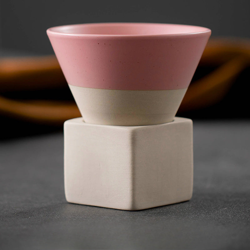 Ceramic Coffee Cup Hand Painted Glazed Teacup With Base