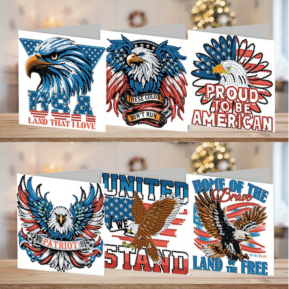 Diy Eagle Independence Day Diamond Painting Cards Kit