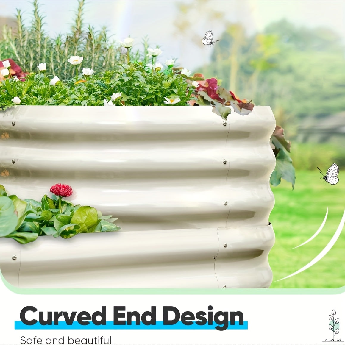 3 In 1 Galvanized Raised Garden Bed With Arched Trellis
