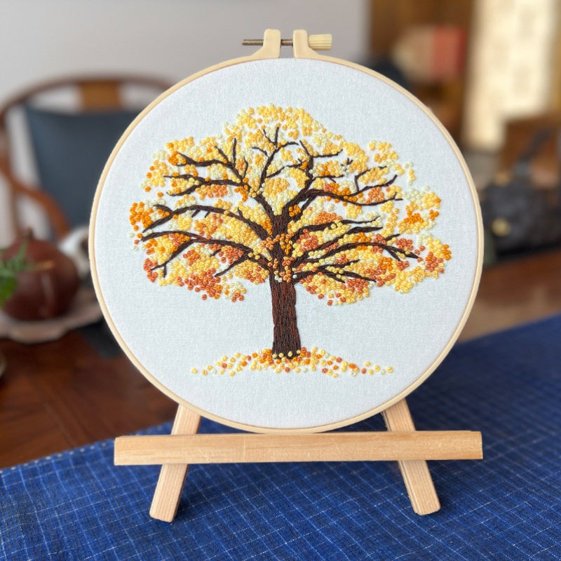 All Season Tree Cross Stitch Kit With Pre Printed Fabric