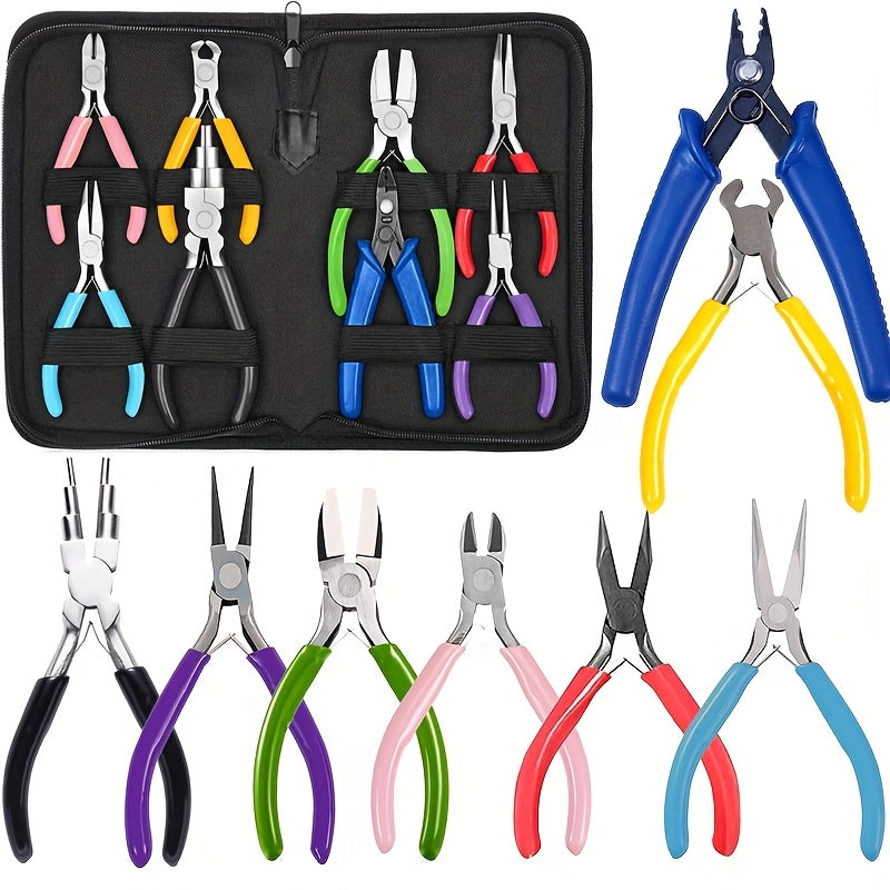 8Pcs Jewelry Pliers Set With Round Nose And Oblique Pliers