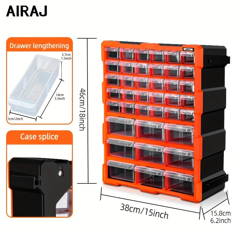 AIRAJ 39-Drawer Orange Plastic Storage Organizer Wall Mount