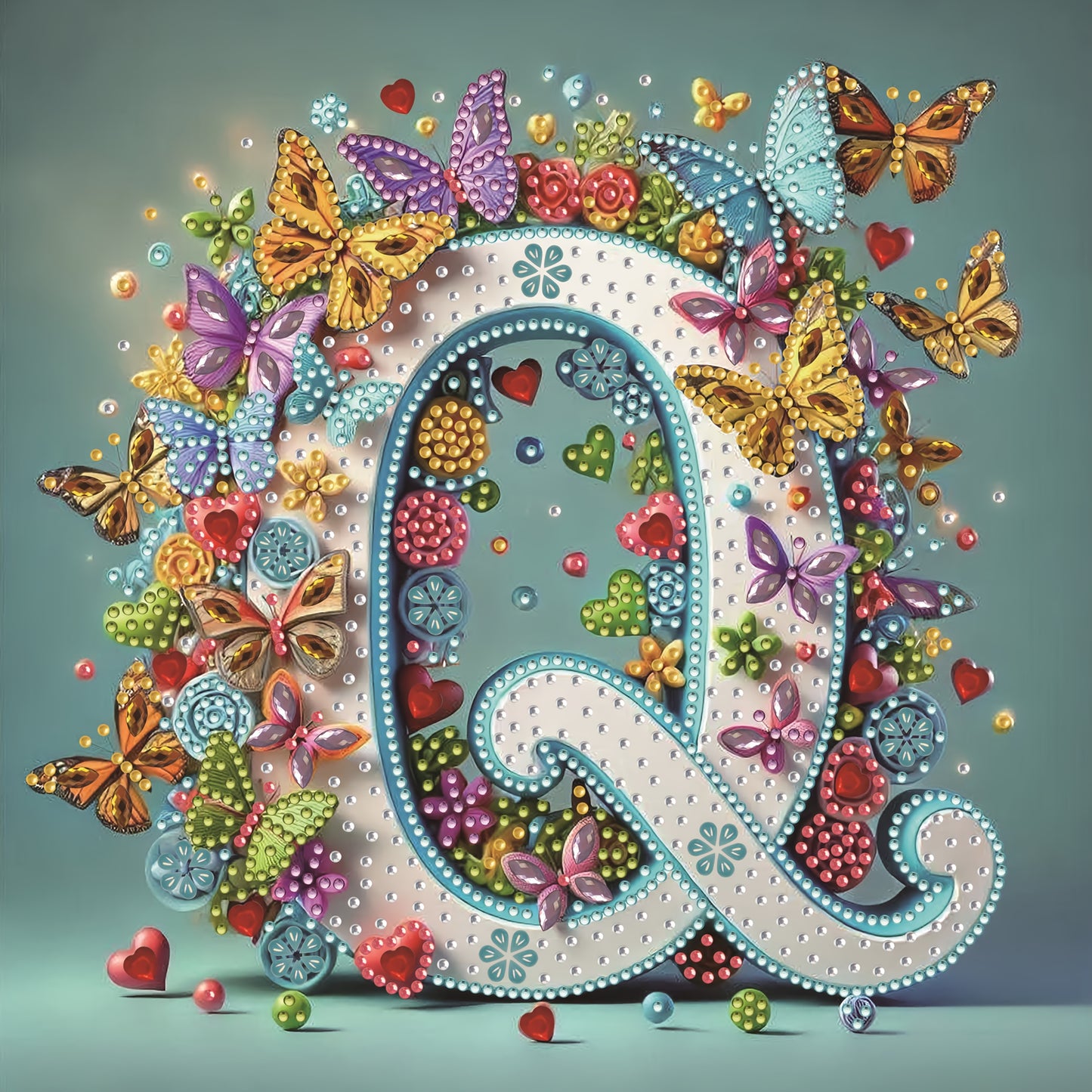 DIY Alphabet Diamond Painting Kit with Butterfly Designs