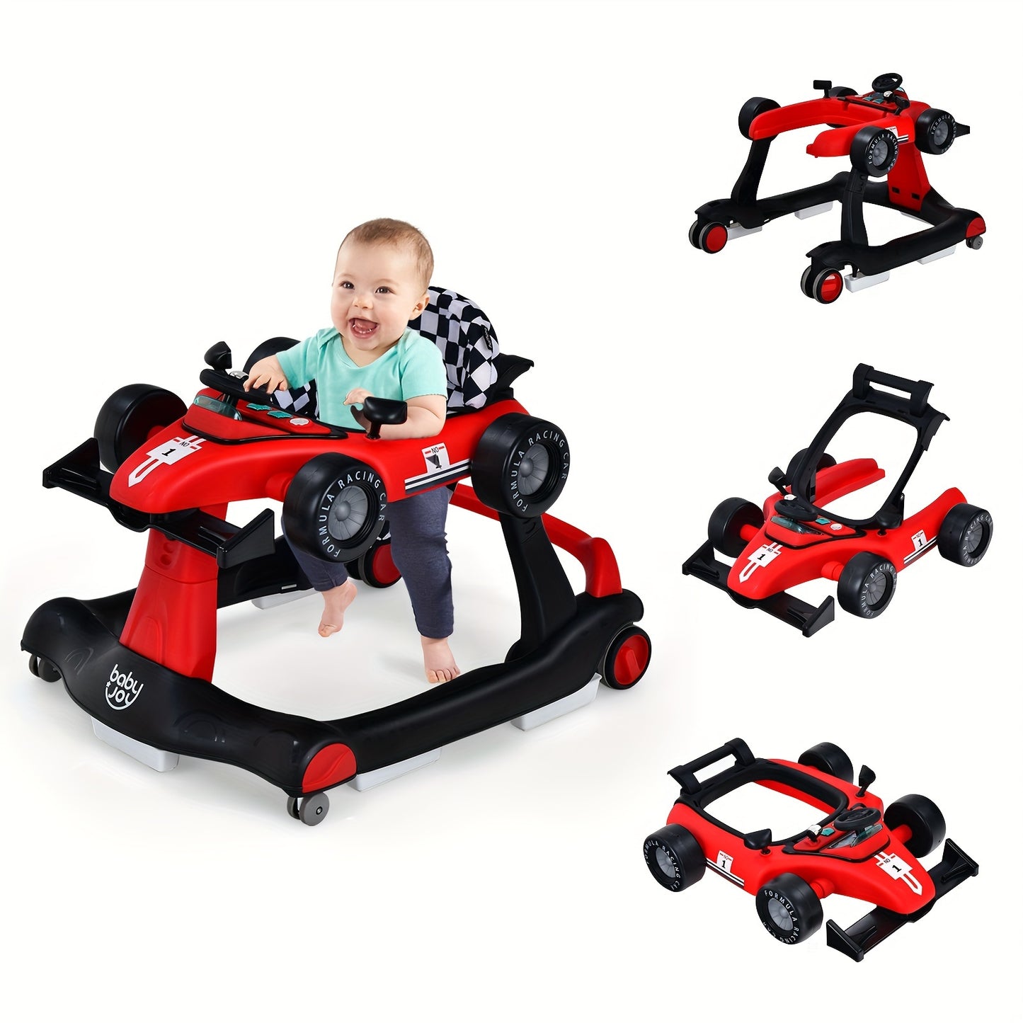 Costway 4 In 1 Baby Walker Foldable Push Walker Blue