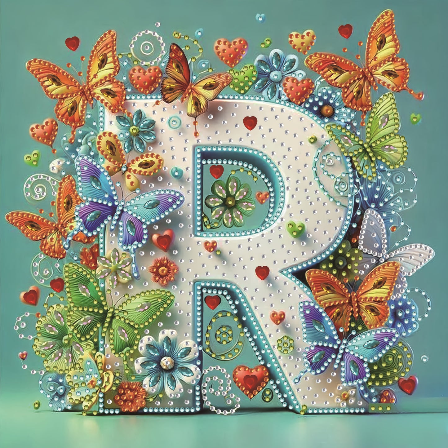 DIY Alphabet Diamond Painting Kit with Butterfly Designs