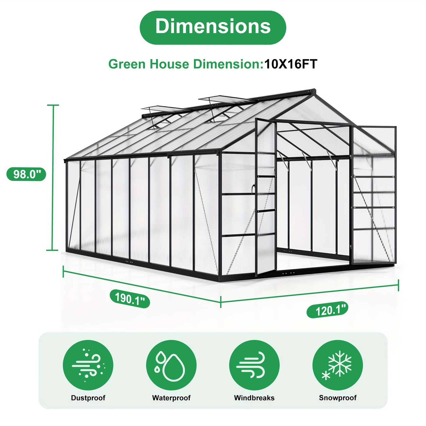 AirWire Heavy Duty Walk In Greenhouse With UV Panels