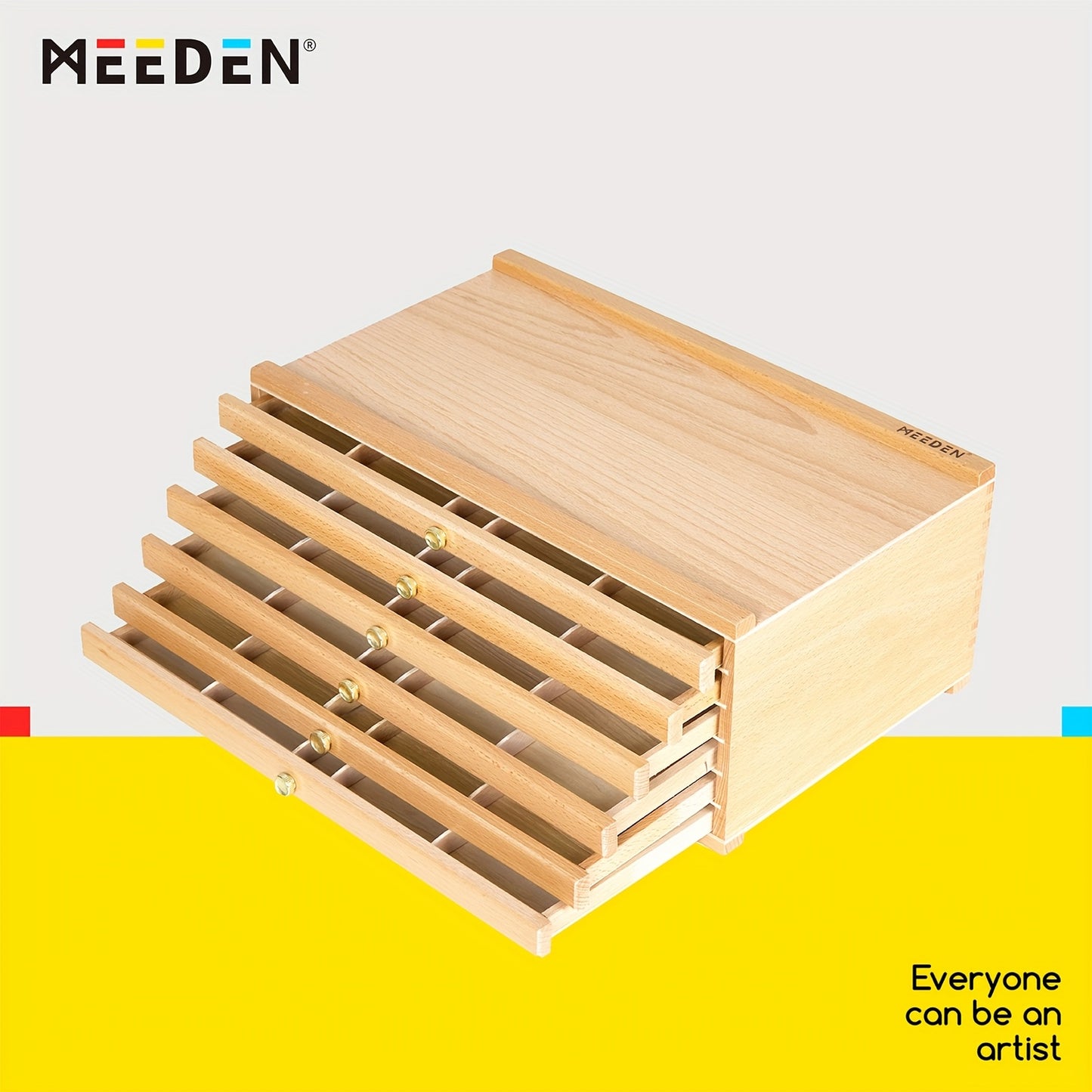 Meeden Wooden Artist Supply Box With Drawers For Tools