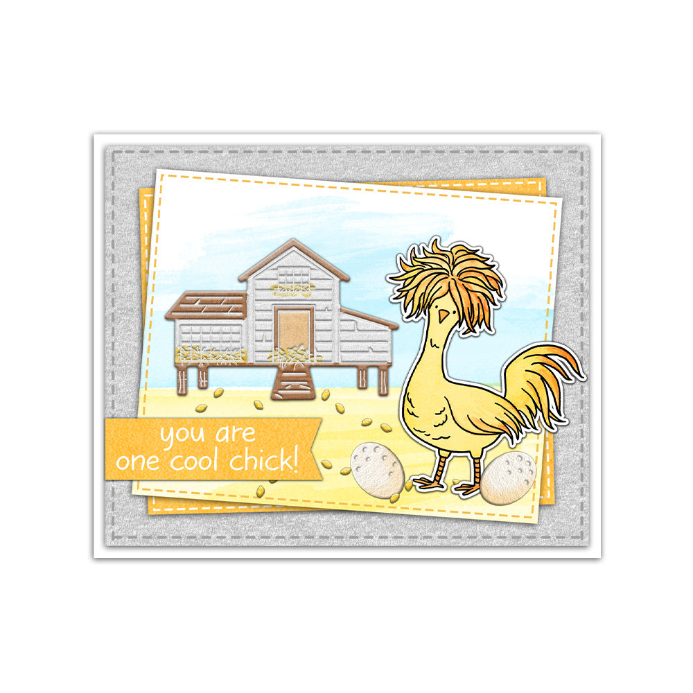 Charming Chicken Eggs Scrapbooking Kit With Stamps And Dies