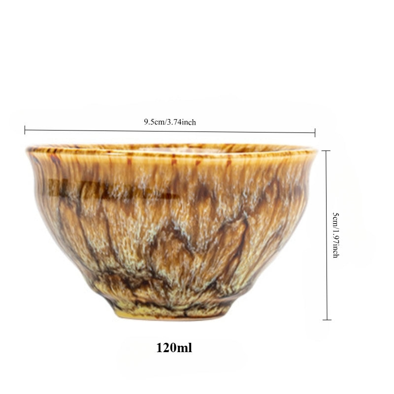 Handmade Ceramic Teacup Set With Unique Glaze Patterns Gift