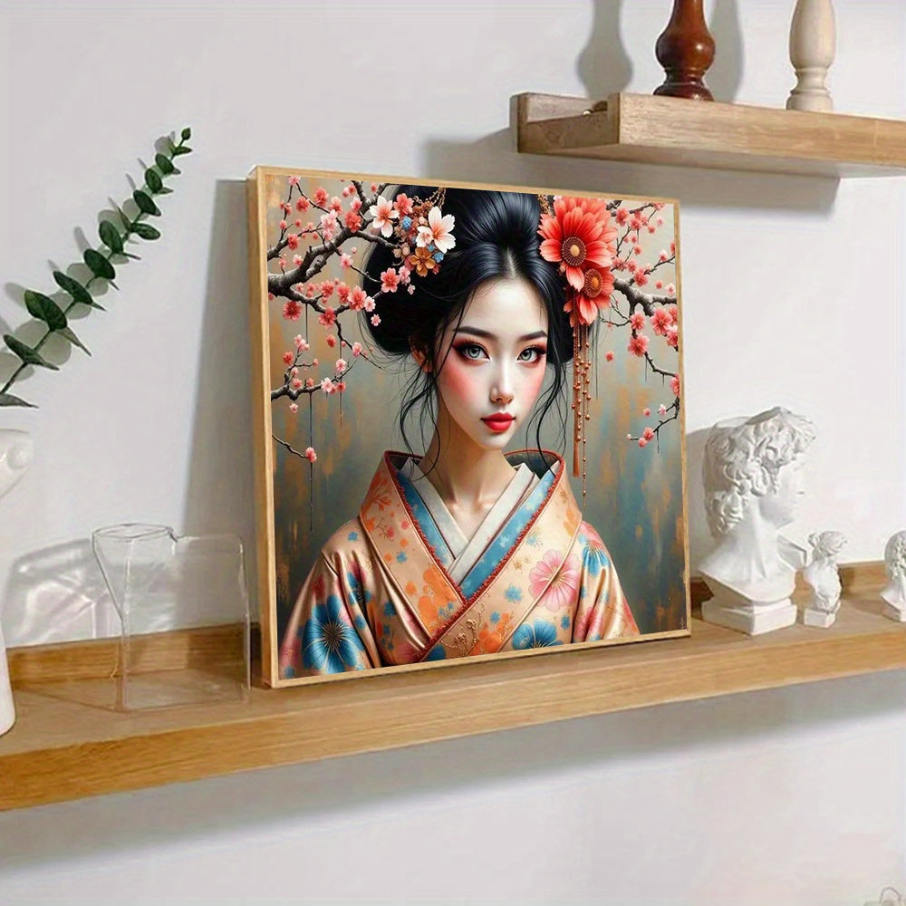 DIY Paint By Numbers Kit Kimono Woman Cherry Blossoms Art