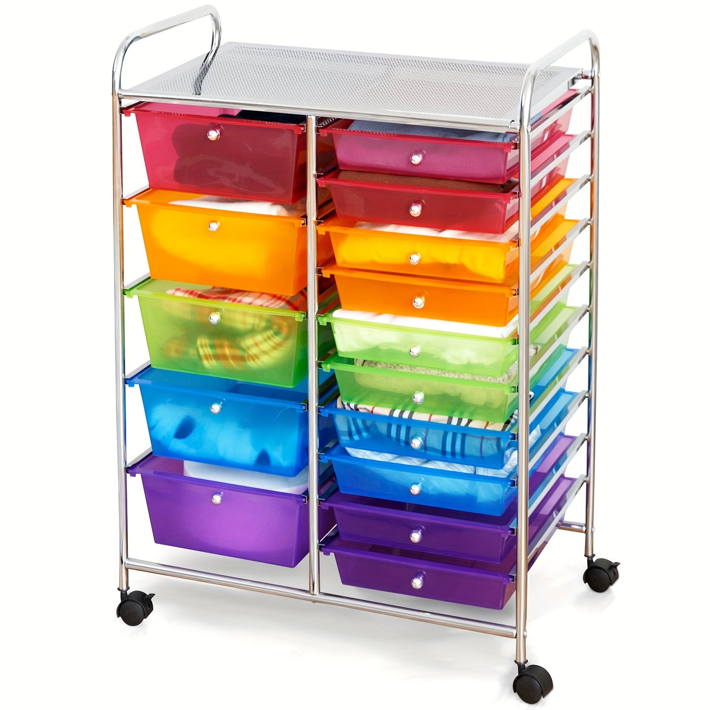 Costway 15-Drawer Rolling Storage Cart for Office and School
