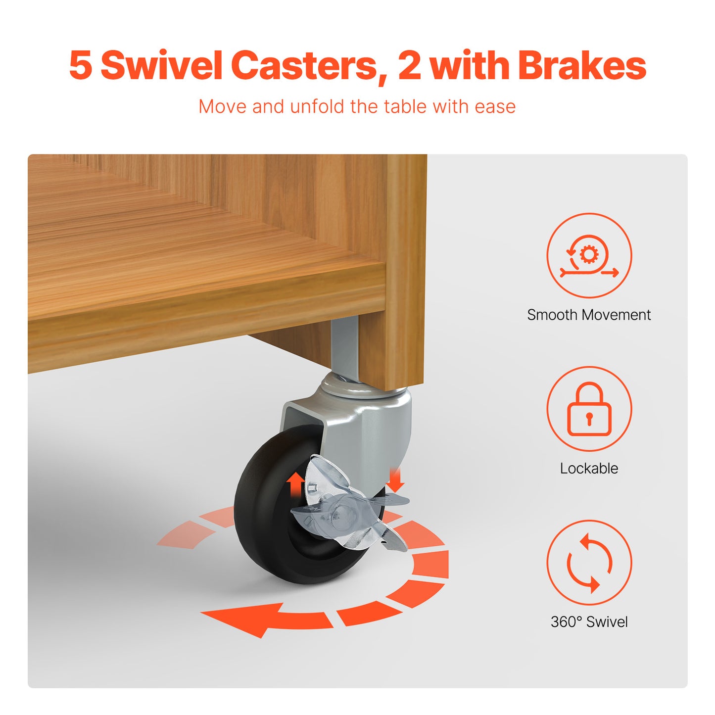 Vevor Folding Sewing Craft Table With Lockable Wheels