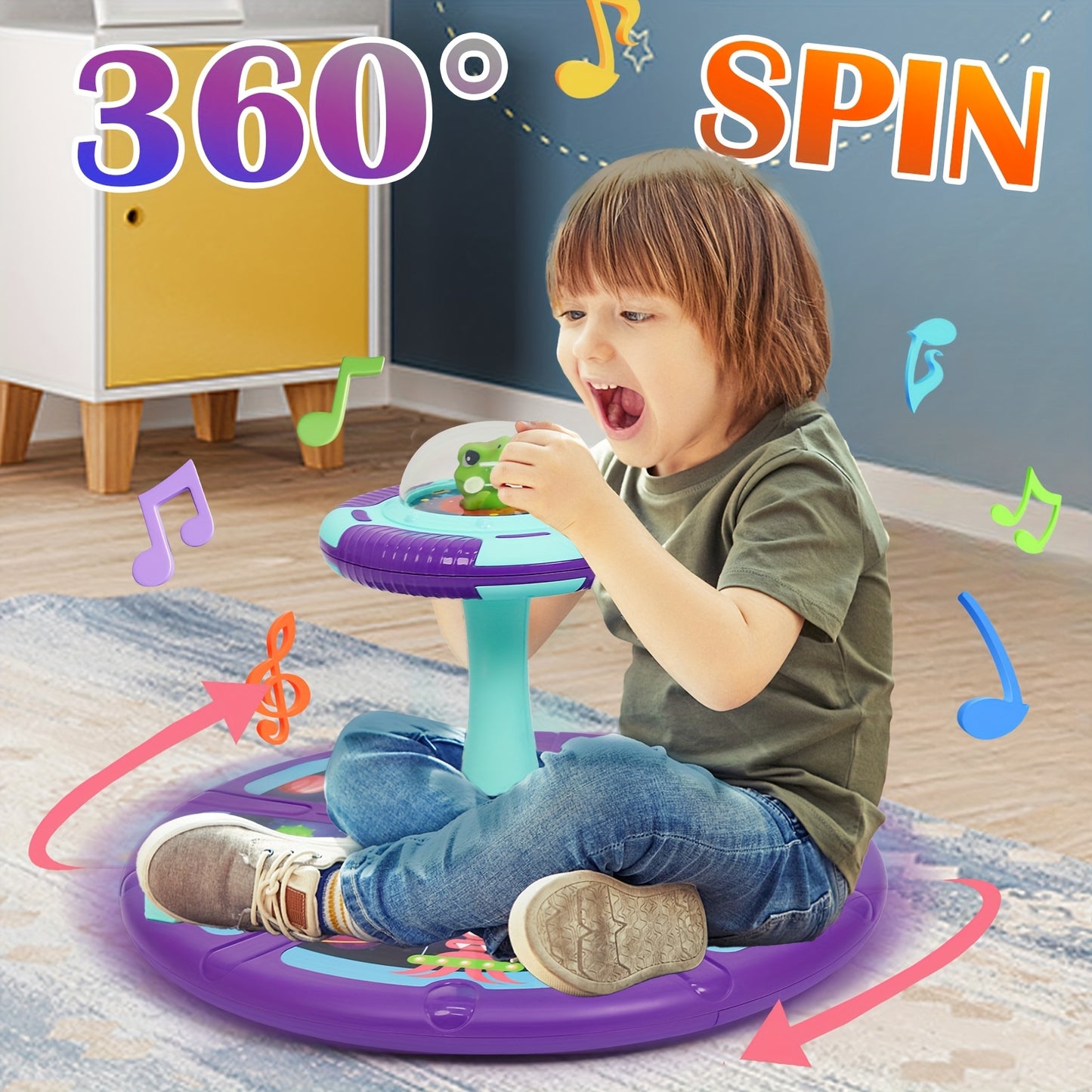 Sit And Spin Toddler Toy With Music LED Lights 360 Spin