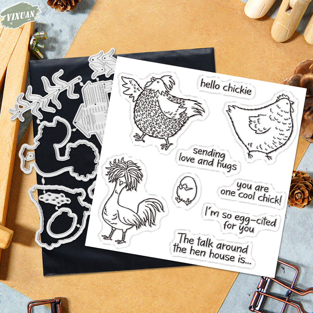 Charming Chicken Eggs Scrapbooking Kit With Stamps And Dies