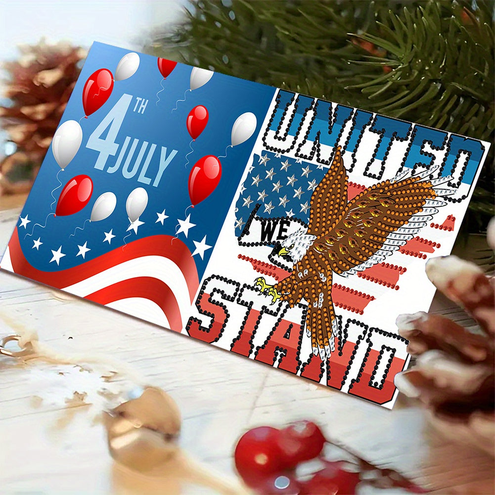 Diy Eagle Independence Day Diamond Painting Cards Kit