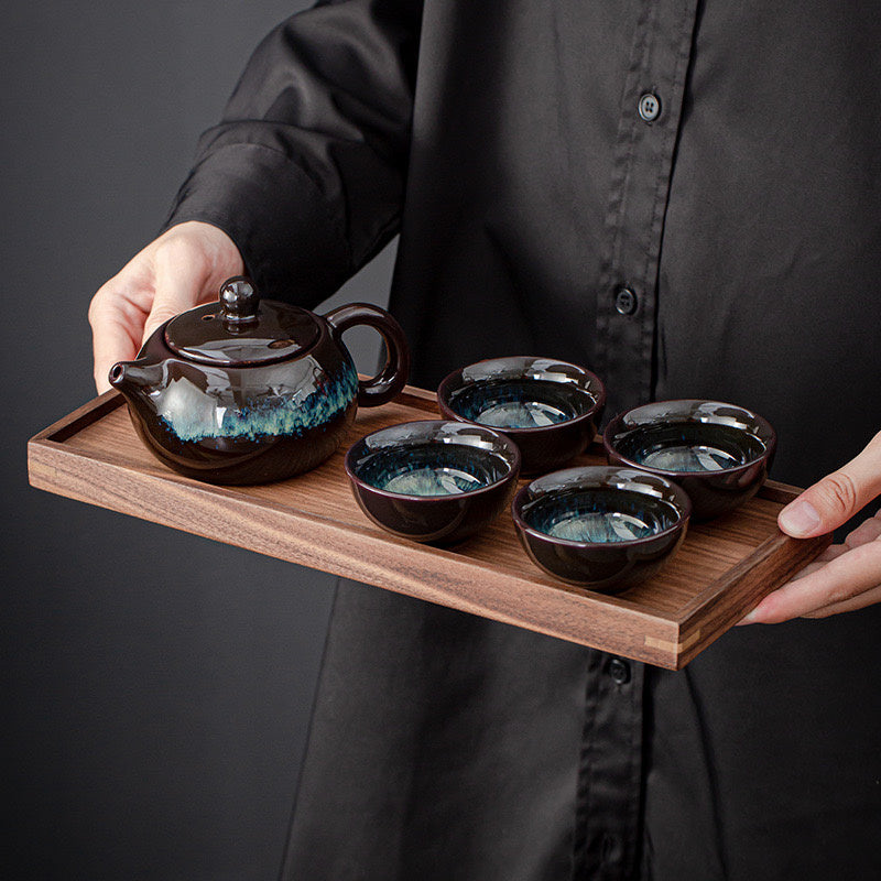 Blue Tears Ceramic Tea Set 5 Pieces Chinese Style Gift