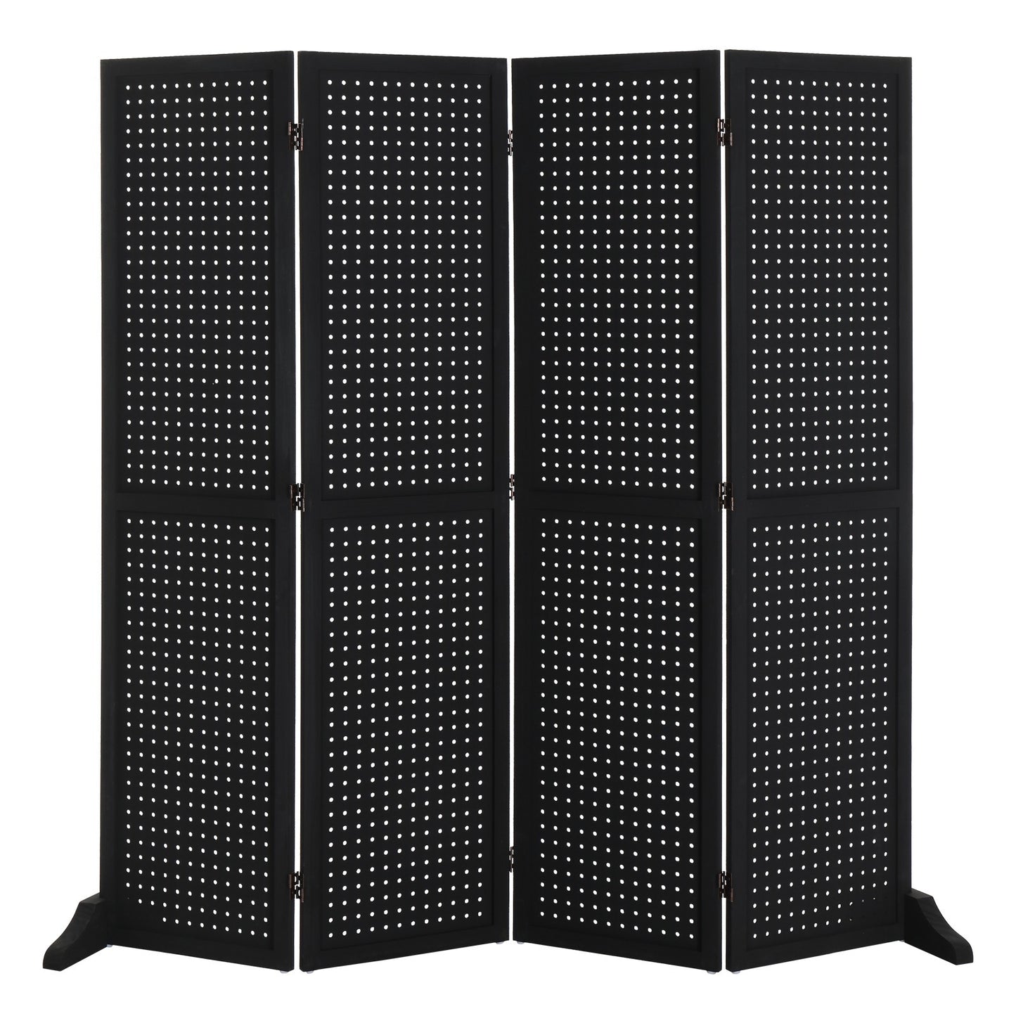 5 Ft Wood Freestanding Pegboard Room Divider Organizer