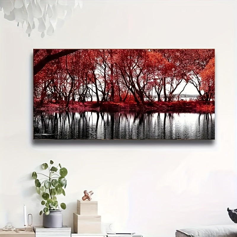 Autumn Lakeside Forest 5D Diamond Painting Kit Round Drill