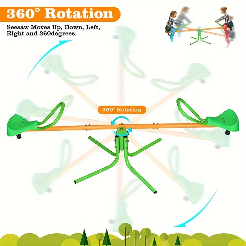 2-In-1 Metal Rocking Seesaw With 360 Rotation Backyard