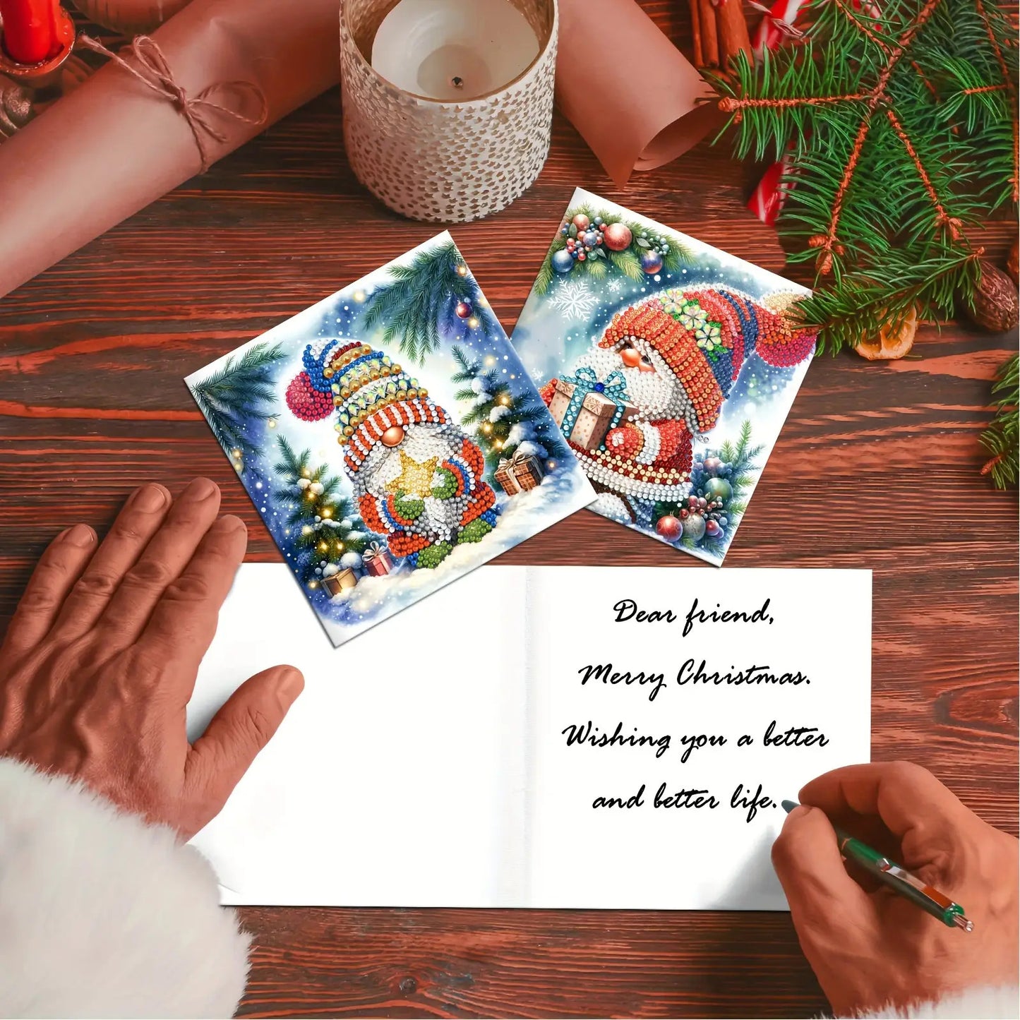 Diamond Painting Christmas Card Kit Santa And Snow Scenes