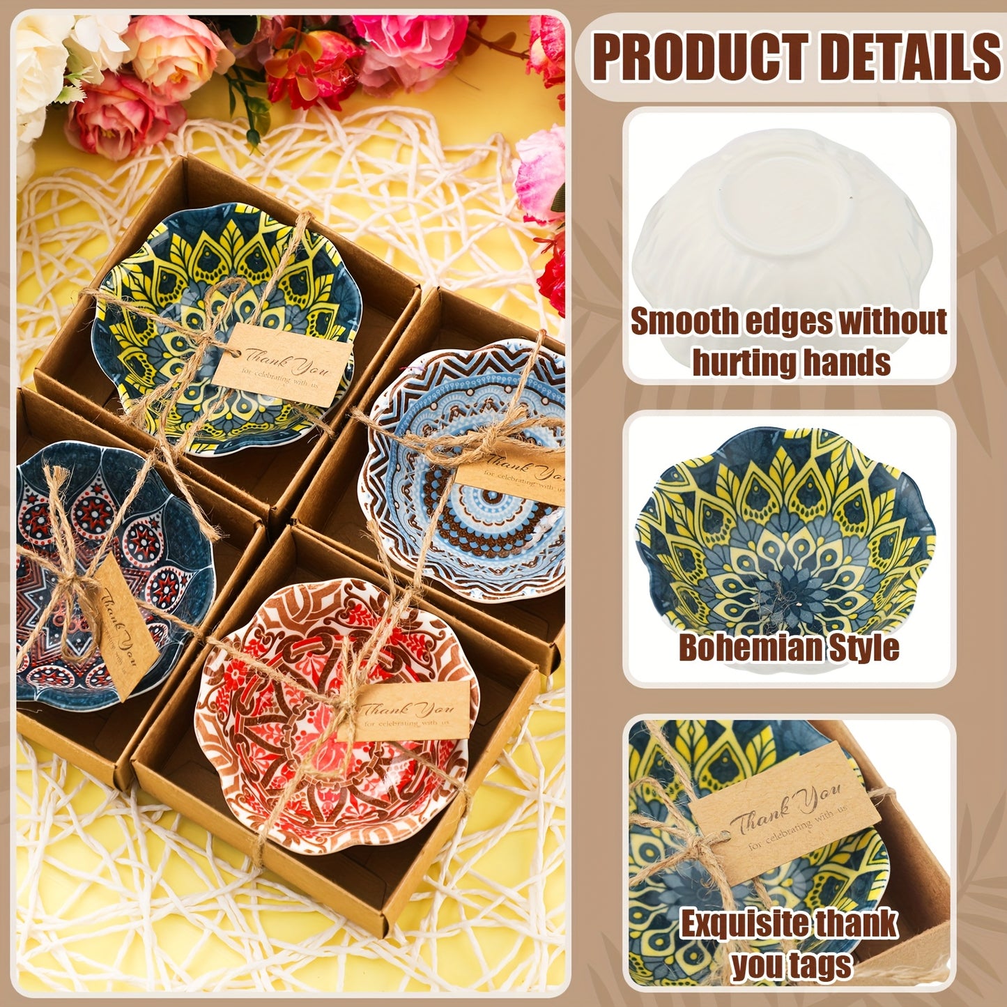 12 Pcs 3.3 Inch Ceramic Bowls For Wedding Boho Dipping Bowls