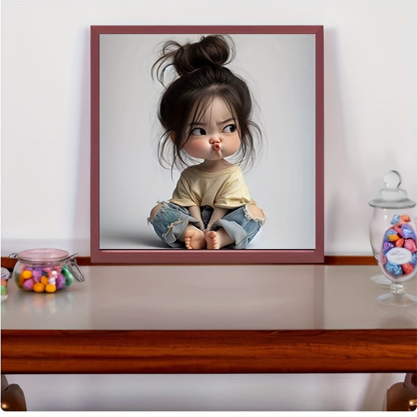 Pouting Girl Diamond Painting Kit Frameless Wall Decor