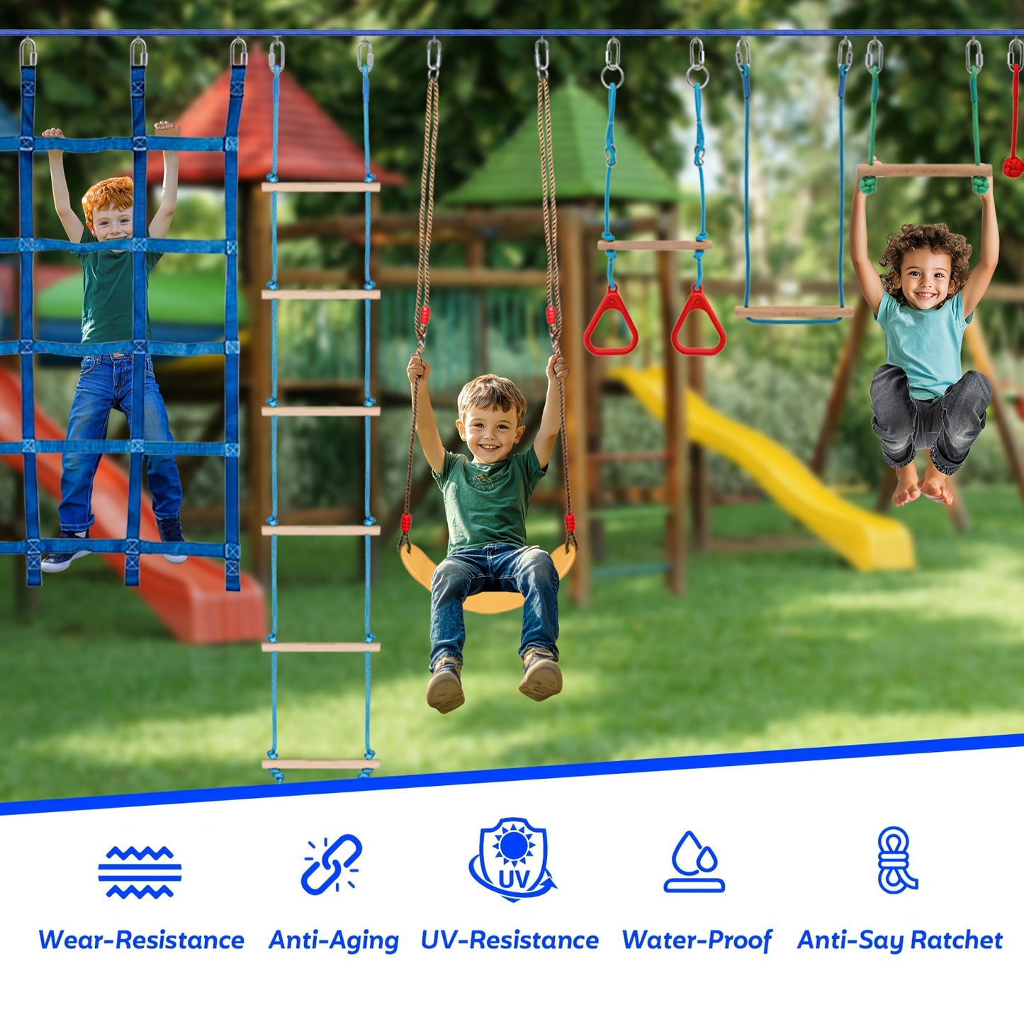 65FT Ninja Warrior Obstacle Course for Kids Outdoor Set