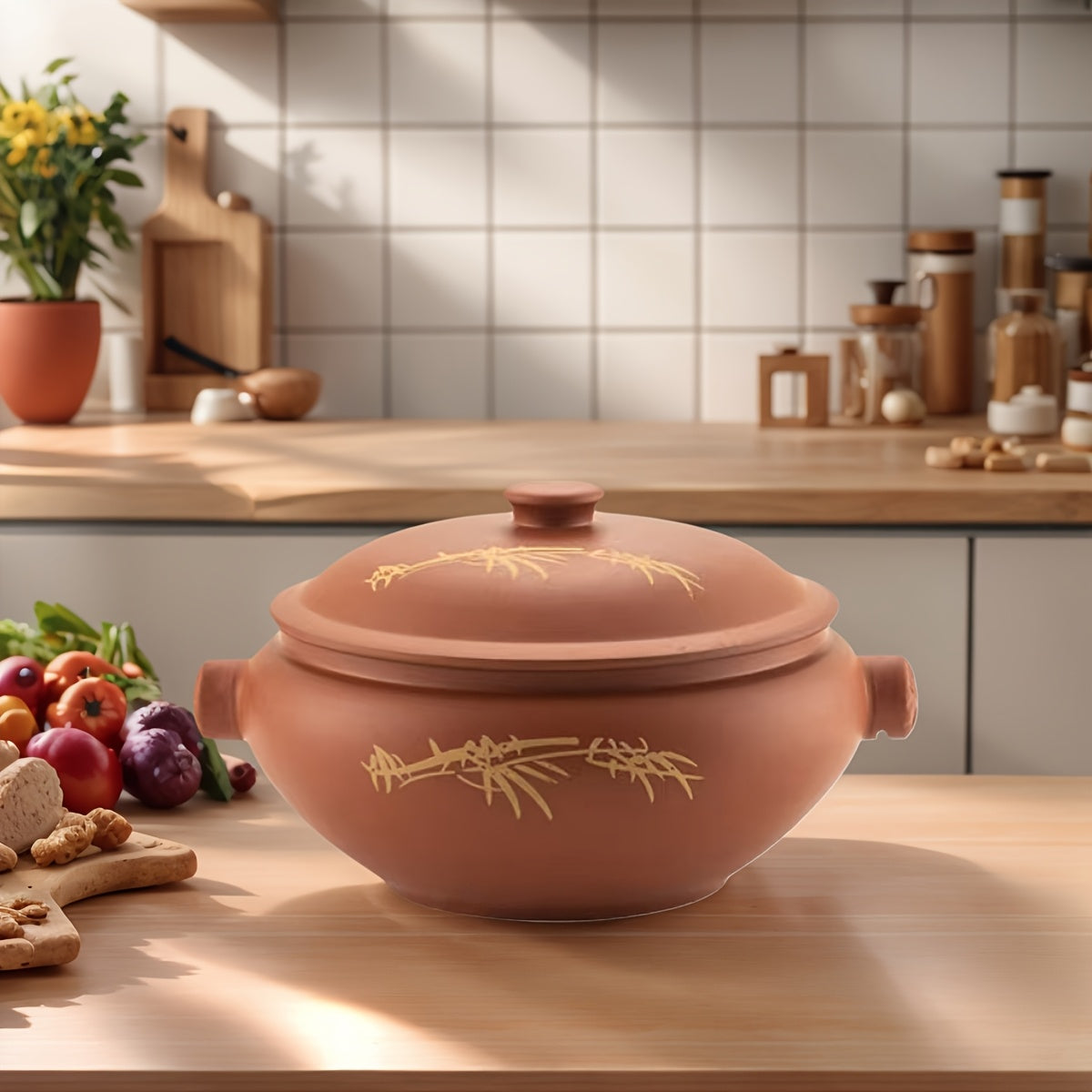 Traditional Clay Pot Stew Pan With Lid Nonstick Easy Clean