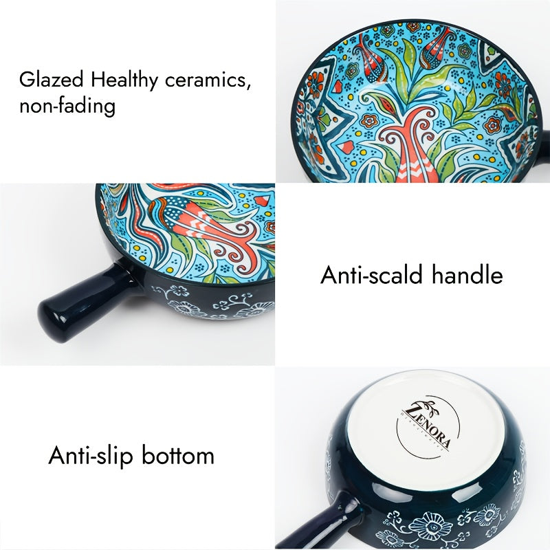 Zenora Bohemian Ceramic Bowls With Handle Heatproof Deep