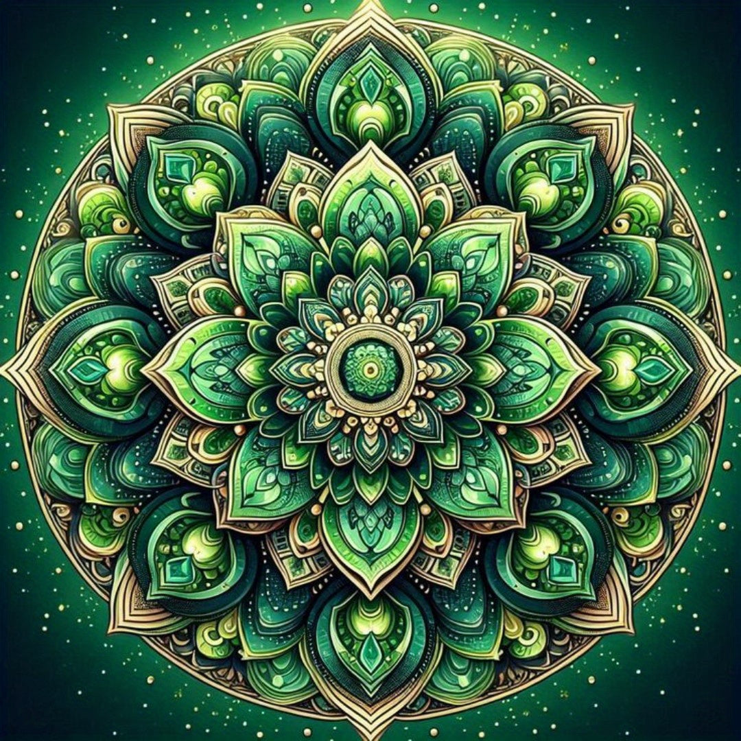 5D DIY Diamond Painting Green Mandala Wall Art Design