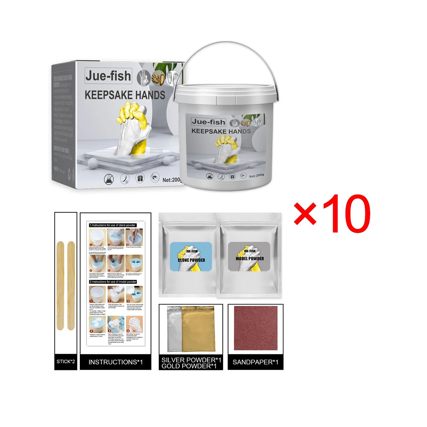Jue-Fish DIY Air Dry Clay Kit for Kids Handprint Keepsakes