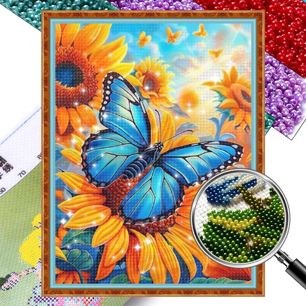 Full Embroidery Beads Printed Flower Cross Stitch Kit