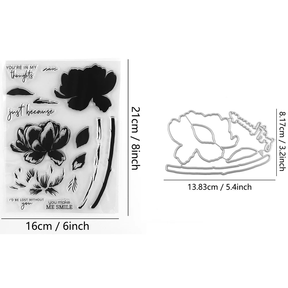 Lotus Flower Clear Stamps and Cutting Dies for Craft Projects