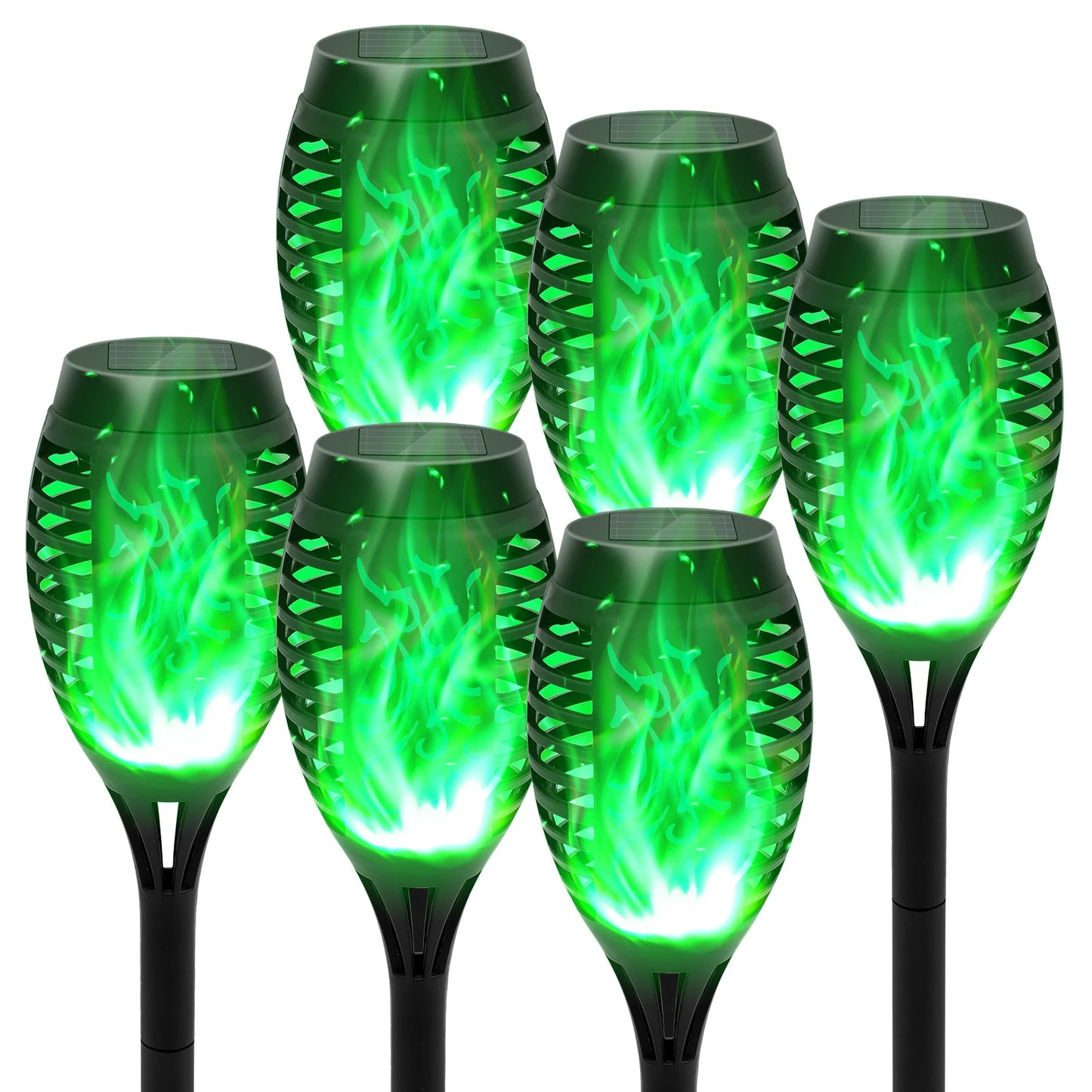 Green Solar Flame Light Outdoor Waterproof Torch for Garden