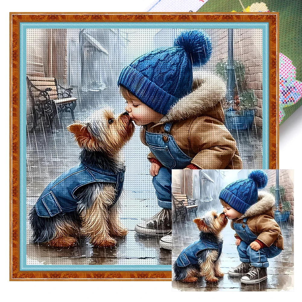 Full Embroidery Eco Cotton Thread Boy Cross Stitch Kit 40x40cm