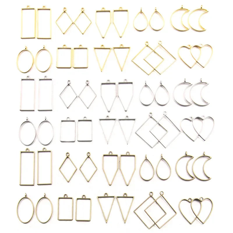 30pcs Metal Geometric Frame Pendants for DIY Jewelry Making