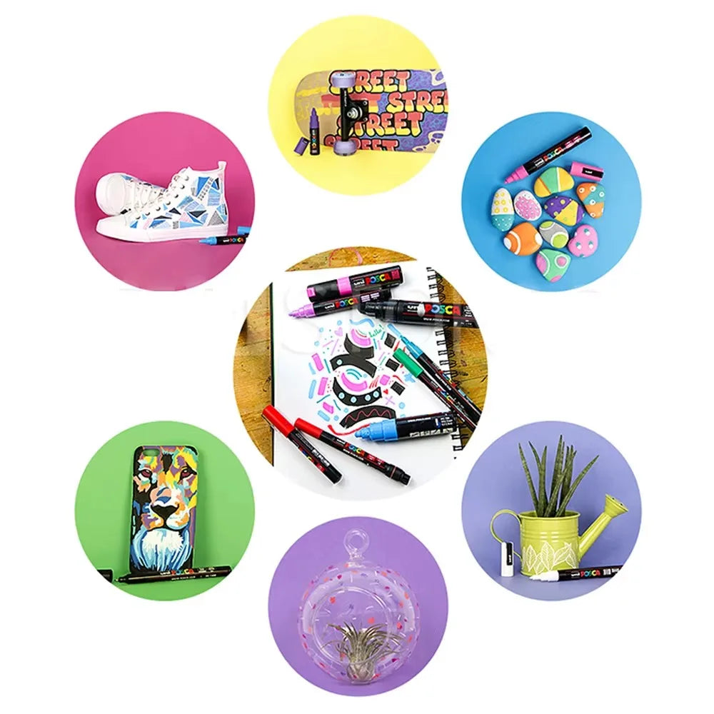16 Color Japan UNI POSCA Marking Pens Set for Art and Crafts