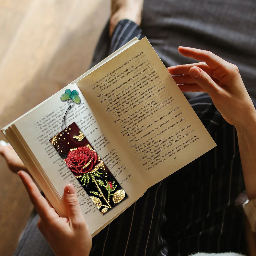 3Pcs Christmas Rose Diamond Painting Bookmark Making Kit